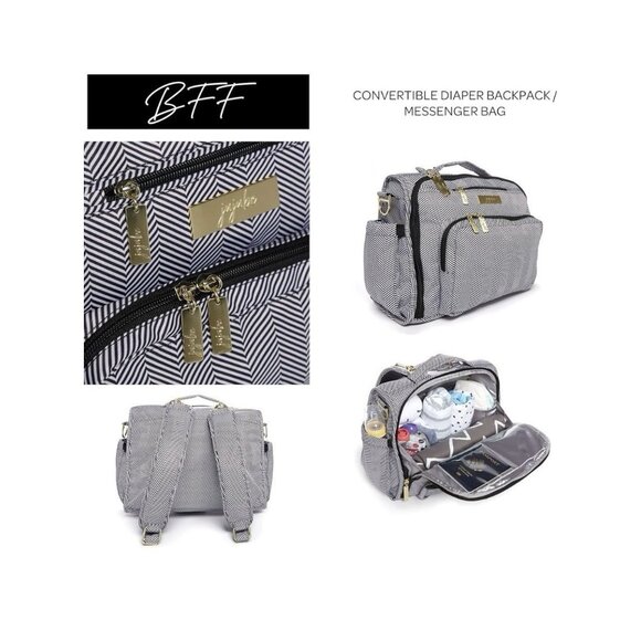 JUJUBE JU JU BE BABY DIAPER BAG DUFFEL SHOULDER BAG BLACK HERRINGBONE CHEVRON - Picture 3 of 10